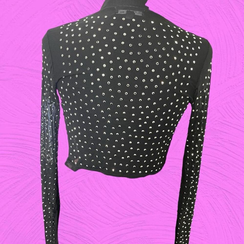 Hot & Delicious Rhinestone Mesh Crop Top